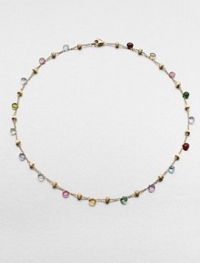 From the Paradise Collection. Faceted semi-precious stones on an 18k gold link chain with beautifully textured separators. May include amethyst, light amethyst, green amethyst, iolite, garnet, green garnet, orange garnet, tourmalines, citrine, lemon citrine, peridot, pink quartz, smoky quartz and topaz18k goldLength, about 18Lobster clasp closureMade in Italy From the Paradise Collection. Faceted semi-precious stones on an 18k gold link chain with beautifully textured separators. May include amethyst, light amethyst, green amethyst, iolite, garnet, green garnet, orange garnet, tourmalines, citrine, lemon citrine, peridot, pink quartz, smoky quartz and topaz18k goldLength, about 18Lobster clasp closureMade in Italy