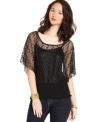 With it's lacy overlay and relaxed, blouson fit, this top from Fresh Brewed pairs high-style with casual cool.