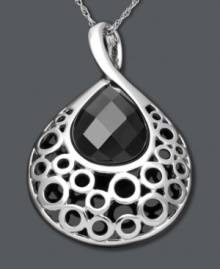 Elegant by design. This standout pendant features a circular filigree design that highlights a faceted onyx gemstone (12 mm x 14 mm). Set in sterling silver. Approximate length: 18 inches. Approximate drop: 1-1/2 inches. Elegant by design. This standout pendant features a circular filigree design that highlights a faceted onyx gemstone (12 mm x 14 mm). Set in sterling silver. Approximate length: 18 inches. Approximate drop: 1-1/2 inches.