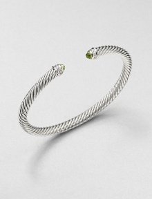 From the Cable Classics Collection. An iconic, sterling silver cable design accented with colorful peridot and sparkling diamonds. PeridotSterling silverDiamonds, .09 tcwDiameter, about 2.25Slip-on styleImported From the Cable Classics Collection. An iconic, sterling silver cable design accented with colorful peridot and sparkling diamonds. PeridotSterling silverDiamonds, .09 tcwDiameter, about 2.25Slip-on styleImported
