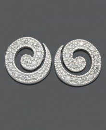 Top off your look with luminous, last-minute studs by B. Brilliant. A chic cut-out swirl design crafted in sterling silver features dozens of sparkling round-cut cubic zirconias (1/5 ct. t.w.). Approximate diameter: 7/16 inch. Top off your look with luminous, last-minute studs by B. Brilliant. A chic cut-out swirl design crafted in sterling silver features dozens of sparkling round-cut cubic zirconias (1/5 ct. t.w.). Approximate diameter: 7/16 inch.