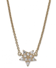 Shine like a star. B. Brilliant's pendant sparkles with round-cut cubic zirconias (1/6 ct. t.w.) adding a lustrous touch. Crafted from 18k gold over sterling silver. Approximate length: 18 inches. Approximate diameter: 1/3 inch. Shine like a star. B. Brilliant's pendant sparkles with round-cut cubic zirconias (1/6 ct. t.w.) adding a lustrous touch. Crafted from 18k gold over sterling silver. Approximate length: 18 inches. Approximate diameter: 1/3 inch.