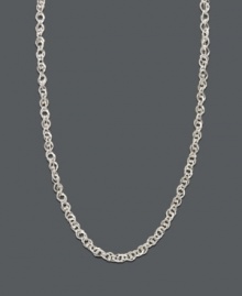 Add some extra charm with a sophisticated chain. 14k white gold chain features an interlocking link design with a spring ring clasp. Approximate length: 18 inches. Add some extra charm with a sophisticated chain. 14k white gold chain features an interlocking link design with a spring ring clasp. Approximate length: 18 inches.