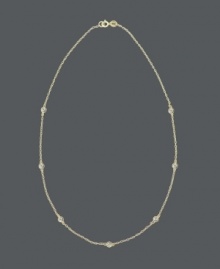 Cover every inch with sparkle. B. Brilliant's subtle station necklace features bezel-set cubic zirconias (3/4 ct. t.w.) strung from a delicate chain. Crafted in 18k gold over sterling silver. Approximate length: 18 inches. Cover every inch with sparkle. B. Brilliant's subtle station necklace features bezel-set cubic zirconias (3/4 ct. t.w.) strung from a delicate chain. Crafted in 18k gold over sterling silver. Approximate length: 18 inches.