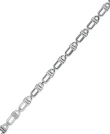 Double up on sleek style. Giani Bernini's polished double bar link bracelet is a timeless accent for your collection. Set in sterling silver. Approximate length: 7-1/4 inches. Approximate width: 1/8 inch. Double up on sleek style. Giani Bernini's polished double bar link bracelet is a timeless accent for your collection. Set in sterling silver. Approximate length: 7-1/4 inches. Approximate width: 1/8 inch.