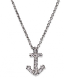 A look to stop you in your tracks. B. Brilliant's anchor pendant dazzles with round-cut cubic zirconias (1/5 ct. t.w.) providing a lustrous touch. Crafted from sterling silver. Approximate length: 18 inches + 3-inch extender. Approximate drop: 1/2 inch. A look to stop you in your tracks. B. Brilliant's anchor pendant dazzles with round-cut cubic zirconias (1/5 ct. t.w.) providing a lustrous touch. Crafted from sterling silver. Approximate length: 18 inches + 3-inch extender. Approximate drop: 1/2 inch.