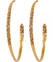 Add a stylish accent to any look with these crystal-embellished hoop earrings from modern jewelry master Alexis Bittar - Gold-tone hoops with crystal embellishment - Pair with a figure-hugging cocktail frock and heels or a boho-chic off-duty ensemble Add a stylish accent to any look with these crystal-embellished hoop earrings from modern jewelry master Alexis Bittar - Gold-tone hoops with crystal embellishment - Pair with a figure-hugging cocktail frock and heels or a boho-chic off-duty ensemble