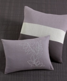 Delicate metallic embroidery in a leafy pattern enhances the elegance of this decorative pillow in a shimmering plum shade.