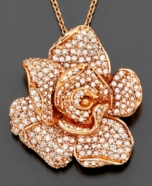 Untamed beauty, like that of a wild rose. This pendant from Effy Collection features round-cut diamonds (1/3 ct. t.w.) set in 14k rose gold. Approximate length: 18 inches. Approximate drop: 3/4 inch. Untamed beauty, like that of a wild rose. This pendant from Effy Collection features round-cut diamonds (1/3 ct. t.w.) set in 14k rose gold. Approximate length: 18 inches. Approximate drop: 3/4 inch.