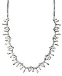 You can never have enough sparkle. B. Brilliant's stunning bib necklace features drops of round-cut cubic zirconias (3-3/4 ct. t.w.) set in sterling silver. Approximate length: 17 inches. Approximate drop: 1/4 inch. You can never have enough sparkle. B. Brilliant's stunning bib necklace features drops of round-cut cubic zirconias (3-3/4 ct. t.w.) set in sterling silver. Approximate length: 17 inches. Approximate drop: 1/4 inch.