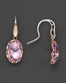 An elegant drop earring from Tacori. Faceted rose amethyst in an airy rose gold and silver ruffled-crescent setting. An elegant drop earring from Tacori. Faceted rose amethyst in an airy rose gold and silver ruffled-crescent setting.