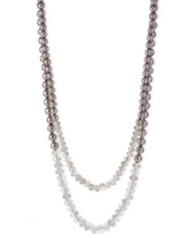 Classic elegance. This two-row necklace from Kenneth Cole New York is crafted from silver-tone mixed metal with taupe glass pearls and beads combining for a stunning look. Approximate length: 31 inches + 3-inch extender. Item comes packaged in a signature Kenneth Cole New York Gift Box. Approximate drop: 2-1/2 inches.