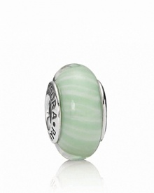 This candy-striped murano glass charm looks sweet enough to eat. Logo-engraved sterling silver trim displays the PANDORA signature.