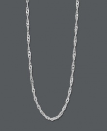 Add a simple twist to create a pulled together look. Giani Bernini's simple, yet stunning, twisted Singapore chain makes the perfect last-minute touch. Crafted in sterling silver. Approximate length: 20 inches. Add a simple twist to create a pulled together look. Giani Bernini's simple, yet stunning, twisted Singapore chain makes the perfect last-minute touch. Crafted in sterling silver. Approximate length: 20 inches.