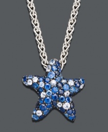 Dive into cool style in ocean blue hues. Balissima by Effy Collection pendant features pave-set, multicolored sapphires (2-3/4 ct. t.w.) in a starfish-shaped pattern. Setting and chain crafted in sterling silver. Approximate length: 18 inches. Approximate drop: 1 inch. Dive into cool style in ocean blue hues. Balissima by Effy Collection pendant features pave-set, multicolored sapphires (2-3/4 ct. t.w.) in a starfish-shaped pattern. Setting and chain crafted in sterling silver. Approximate length: 18 inches. Approximate drop: 1 inch.