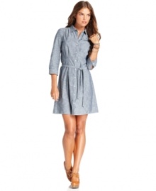 A little bit boho, a little bit preppy and totally versatile, this chambray A-line dress from Calvin Klein Jeans is essential for transitioning seasons.