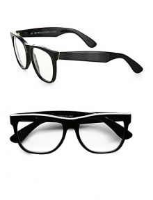 Signature frames with timeless appeal, crafted in lightweight plastic. Available in black frames with clear lenses.Acetate100% UV ProtectionMade in Italy Signature frames with timeless appeal, crafted in lightweight plastic. Available in black frames with clear lenses.Acetate100% UV ProtectionMade in Italy