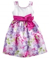 Tip toe through the tulips. She'll be ready to strut into any special occasion in this pretty floral dress from Bonnie Jean.