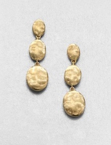 From the Siviglia Collection. Three graduated, hand-engraved, 18k gold ovals in an elegant, drop design. 18k goldDrop, about 1Post backMade in Italy From the Siviglia Collection. Three graduated, hand-engraved, 18k gold ovals in an elegant, drop design. 18k goldDrop, about 1Post backMade in Italy