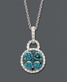 Add sizzle to your summer wardrobe with a splash of color. Bella Bleu by Effy Collection pendant features a circular design highlighting a round-cut blue diamond center (3/4 ct. t.w.) and sparkling white diamonds (1/5 ct. t.w.) at the edges. Setting and chain crafted in 14k white gold. Approximate length: 18 inches. Approximate drop width: 7/16 inch. Approximate drop length: 3/4 inch. Add sizzle to your summer wardrobe with a splash of color. Bella Bleu by Effy Collection pendant features a circular design highlighting a round-cut blue diamond center (3/4 ct. t.w.) and sparkling white diamonds (1/5 ct. t.w.) at the edges. Setting and chain crafted in 14k white gold. Approximate length: 18 inches. Approximate drop width: 7/16 inch. Approximate drop length: 3/4 inch.