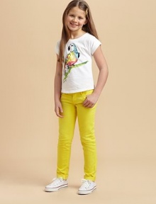 An essential short-sleeved knit is rendered in soft, washed cotton with colorful parrot print and logo detail.Short cuffed sleevesPullover styleCottonMachine washImported An essential short-sleeved knit is rendered in soft, washed cotton with colorful parrot print and logo detail.Short cuffed sleevesPullover styleCottonMachine washImported
