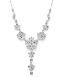 Make her occasion even more special. This wistful y-shaped necklace by Eliot Danori features a lovely floral pattern decorated with sparkling crystals. Set in silver tone mixed metal. Approximate length: 16 inches + 2-inch extender. Approximate drop: 1-1/4 inches.