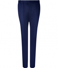 Elegant pants in fine, pure cotton - Soft yet durable, lighter weight material - Vibrant in dark blue - Modern silhouette is slim and straight, more fitted through legs - Crease detail from hip to hem flatters and elongates the silhouette - Side pockets, flap pockets at rear - Tab waist and belt loops - Polished to perfection, ideal for parties and evenings out - Pair with a cashmere pullover, a blazer and button down and leather lace-ups or trainers Elegant pants in fine, pure cotton - Soft yet durable, lighter weight material - Vibrant in dark blue - Modern silhouette is slim and straight, more fitted through legs - Crease detail from hip to hem flatters and elongates the silhouette - Side pockets, flap pockets at rear - Tab waist and belt loops - Polished to perfection, ideal for parties and evenings out - Pair with a cashmere pullover, a blazer and button down and leather lace-ups or trainers