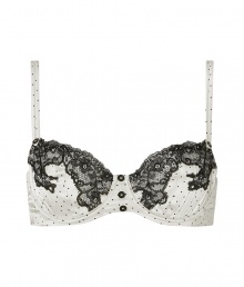 Turn up the heat with this flirty polka dot bra from Chantal Thomass - Underwire bra, lace trim, all-over polka dot print, front button detail, adjustable straps, d?colletage-enhancing balconette style - Perfect under a low cut cocktail dress or paired with matching panties for stylish lounging Turn up the heat with this flirty polka dot bra from Chantal Thomass - Underwire bra, lace trim, all-over polka dot print, front button detail, adjustable straps, d?colletage-enhancing balconette style - Perfect under a low cut cocktail dress or paired with matching panties for stylish lounging
