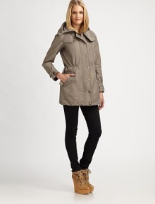 A new classic, this all-weather style features beloved details like gunflaps and a convenient hood.Attached hoodButton-tab sleevesEpaulettesGunflapsZipper frontButton closureDrawstring waistFlap pocketsRainflapAbout 30 from shoulder to hemPolyesterMachine washImported Model shown is 5'9½ (176cm) wearing US size Small. A new classic, this all-weather style features beloved details like gunflaps and a convenient hood.Attached hoodButton-tab sleevesEpaulettesGunflapsZipper frontButton closureDrawstring waistFlap pocketsRainflapAbout 30 from shoulder to hemPolyesterMachine washImported Model shown is 5'9½ (176cm) wearing US size Small.
