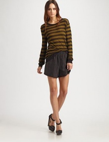 Striped, casual-cool silk design with a comfy elastic waistband. Elastic waistbandSlash pocketsSilkDry cleanImported