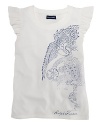 A wildlife graphic adorns this sweet flutter sleeve tee.