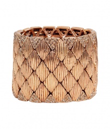 Bring subtle bling to your cocktail attire or dressy daytime look with this lovely cuff - Multi-layers of diamond and triangle stacked shapes with Swarovski crystals, large size - Made by cult-favorite Parisian jewelry designer Philippe Audibert
