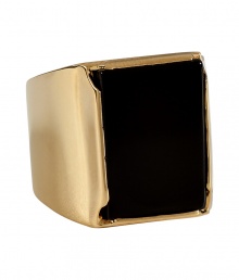 Punctuate your fashion-forward looks with this intricately crafted mixed-media statement ring from Maison Martin Margiela - Black polished insert on front, partial gold-toned/clear band, logo engraved on the inside - Wear with everything from tees and jeans to streamlined cocktail sheaths Punctuate your fashion-forward looks with this intricately crafted mixed-media statement ring from Maison Martin Margiela - Black polished insert on front, partial gold-toned/clear band, logo engraved on the inside - Wear with everything from tees and jeans to streamlined cocktail sheaths
