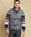 A staple of the season get an upgrade with this toggle front vest from Tommy Hilfiger.