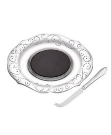 With a feminine edge and pretty perforated detail, the French Perle cheese cutting board from Lenox serveware presents your favorite fromage, crackers, and fruit with decidedly vintage charm. In pure aluminum, this collection of cheese boards is a brilliant complement to French Perle dinnerware. Qualifies for Rebate With a feminine edge and pretty perforated detail, the French Perle cheese cutting board from Lenox serveware presents your favorite fromage, crackers, and fruit with decidedly vintage charm. In pure aluminum, this collection of cheese boards is a brilliant complement to French Perle dinnerware. Qualifies for Rebate