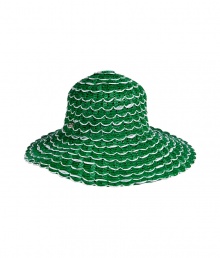 Protect your face from the sun in style with this retro-chic floppy hat from It accessory designer Anya Hindmarch - Green with white scalloped trim, wide brim, subtle side logo detail - Perfect for a summertime stroll or beachside style