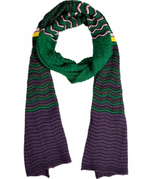 Inject an iconic edge into your outfit with Missoni Ms characteristic zigzag knit scarf - Rolled edges - Wear with a knit top, slim-fit separates and just as bright accessories Inject an iconic edge into your outfit with Missoni Ms characteristic zigzag knit scarf - Rolled edges - Wear with a knit top, slim-fit separates and just as bright accessories