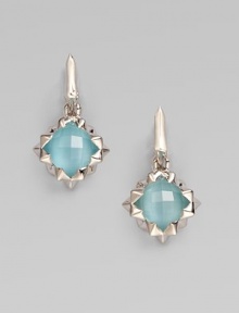 From the Superstud collection. Striking yet delicate, milky blue quartz is faceted in polished sterling silver pyramids.Blue quartz Sterling silver Drop, about 1¼ Omega clasp Imported From the Superstud collection. Striking yet delicate, milky blue quartz is faceted in polished sterling silver pyramids.Blue quartz Sterling silver Drop, about 1¼ Omega clasp Imported