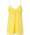 Adorable yellow and white lingerie-inspired striped top from Juicy Couture - Stay cozy and stylish in this lovely sleep tank - Stylish micro stripes - Perfect for glamorous lounging