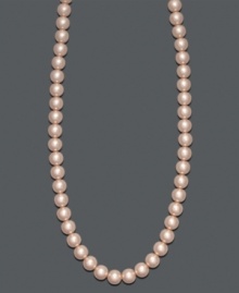 A long layer of pastel elegance. Charter Club's simulated plastic pearl necklace is crafted in mixed metal and features soft pink hues. Necklace can be worn knotted or doubled. Approximate length: 60 inches. A long layer of pastel elegance. Charter Club's simulated plastic pearl necklace is crafted in mixed metal and features soft pink hues. Necklace can be worn knotted or doubled. Approximate length: 60 inches.