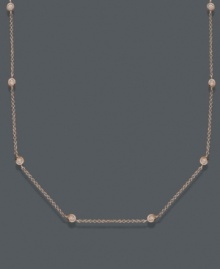 36 inches of sparkling style that can be doubled or worn long. Trio by Effy Collection's dazzling necklace features 24 stations of round-cut, bezel-set diamonds (1-7/8 ct. t.w.). Crafted in 14k rose gold. Approximate length: 36 inches. 36 inches of sparkling style that can be doubled or worn long. Trio by Effy Collection's dazzling necklace features 24 stations of round-cut, bezel-set diamonds (1-7/8 ct. t.w.). Crafted in 14k rose gold. Approximate length: 36 inches.