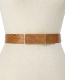 Nine West marries classic and modern sensibilities on this elegant croc-embossed belt. Nine West marries classic and modern sensibilities on this elegant croc-embossed belt.
