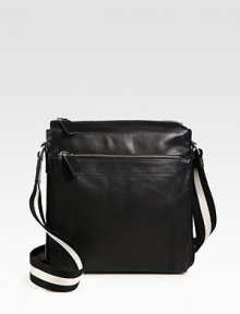 Smooth leather crossbody bag with ample zip pockets, ideal for the gentleman on-the-go.Zip closureAdjustable shoulder strapExterior, interior zip pocketsFully lined13W x 14H x 2½DMade in Switzerland Smooth leather crossbody bag with ample zip pockets, ideal for the gentleman on-the-go.Zip closureAdjustable shoulder strapExterior, interior zip pocketsFully lined13W x 14H x 2½DMade in Switzerland