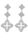 Dazzling drops. With sparkling cubic zirconias (4-1/6 ct. t.w.) and a chic clover theme, CRISLU's stunning drop earrings are sure to add glamour to your style. Crafted in platinum over sterling silver. Approximate drop: 1-5/8 inches.