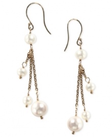 Traditional style with a fresh take. EFFY Collection's luminous earrings feature a thread chain design showcasing cultured freshwater pearls (5-7 mm). Set in 14k gold. Approximate drop: 2 inches. Traditional style with a fresh take. EFFY Collection's luminous earrings feature a thread chain design showcasing cultured freshwater pearls (5-7 mm). Set in 14k gold. Approximate drop: 2 inches.