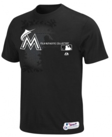 Nice catch! Root for your favorite team to reel in the big win in this Miami Marlins MLB t-shirt from Majestic. Nice catch! Root for your favorite team to reel in the big win in this Miami Marlins MLB t-shirt from Majestic.