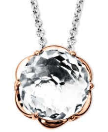 A faceted array of sparkle. Town & Country's pretty round pendant highlights a white quartz gemstone (2-5/8 ct. t.w.) in an intricate, 18k rose gold setting. Chain crafted from sterling silver. Approximate length: 18 inches. Approximate drop: 1/2 inch.