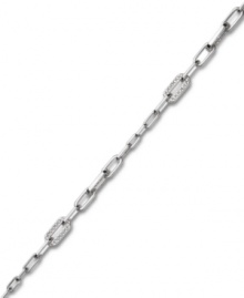 Embrace the elegance of Swarovski's simple, delicate chain link bracelet. A lovely, ladylike look that will never go out of style, it's adorned with clear pavé crystal detailing and set in silver tone mixed metal. Approximate length: 6-1/4 inches. Embrace the elegance of Swarovski's simple, delicate chain link bracelet. A lovely, ladylike look that will never go out of style, it's adorned with clear pavé crystal detailing and set in silver tone mixed metal. Approximate length: 6-1/4 inches.