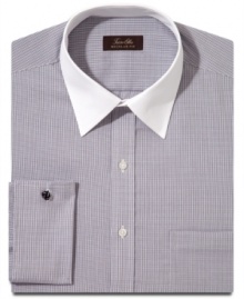 Visual texture adds depth and dimension to your look. This check shirt from Tasso Elba ups the ante on any work outfit.