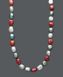 Not your average strand of pearls. This vivacious Fresh by Honora necklace features candy-colored cultured freshwater pearls (7-8 mm) in black cherry, white, and aqua hues. Crafted in sterling silver. Approximate length: 36 inches. Not your average strand of pearls. This vivacious Fresh by Honora necklace features candy-colored cultured freshwater pearls (7-8 mm) in black cherry, white, and aqua hues. Crafted in sterling silver. Approximate length: 36 inches.